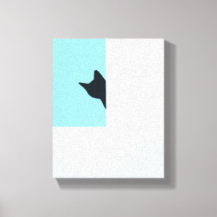 Peekaboo Cat Peaking Around Corner Painting Canvas Print
