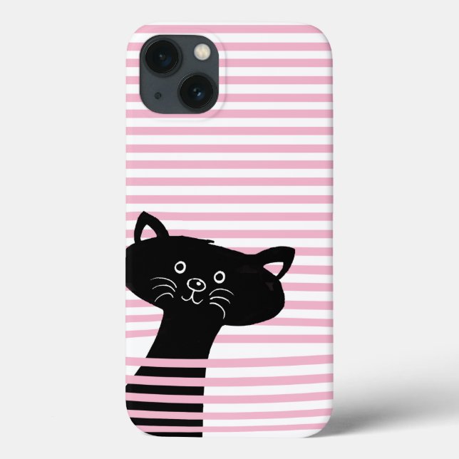Peekaboo! Cute Black Cat Phone Case (Back)