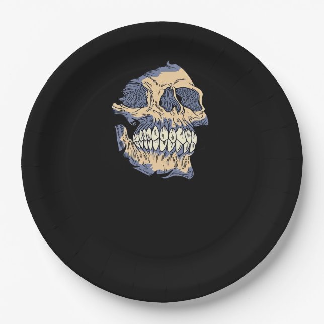 Peekaboo Death Skull Paper Plate (Front)