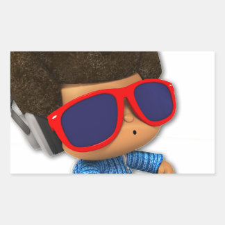 Peekaboo DJ afro Rectangular Sticker