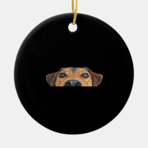 Peekaboo Dog Ceramic Ornament