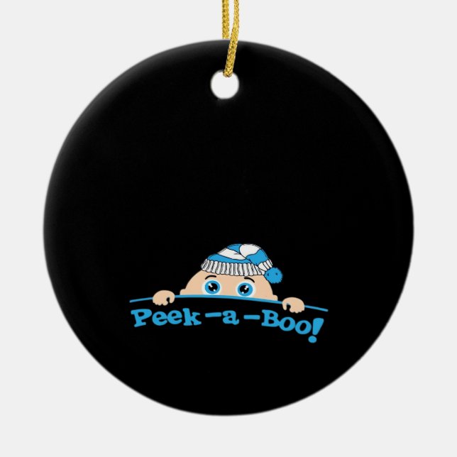 Peekaboo  Fitted Ceramic Ornament (Front)
