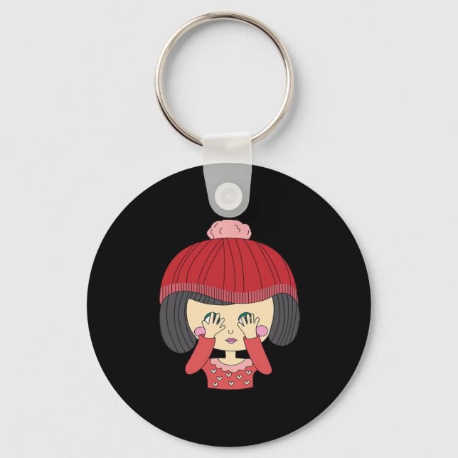 Peekaboo Girl Sloth Design Key Ring (Front)