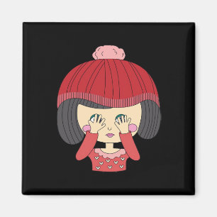 Peekaboo Girl Sloth Design Magnet