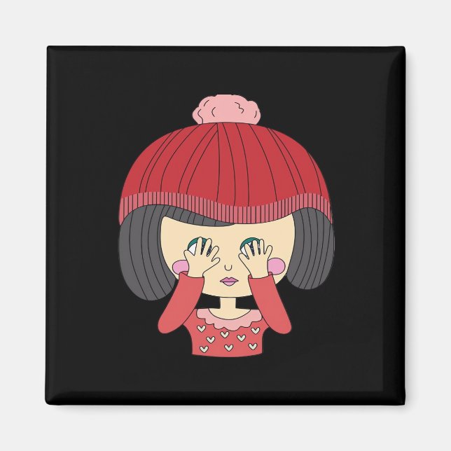 Peekaboo Girl Sloth Design Magnet (Front)