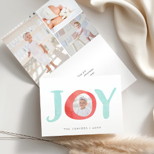 Peekaboo Joy   Folded Holiday Photo Card