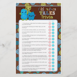 PeekaBoo Monsters Baby Shower Game Old Wives' Tale Flyer