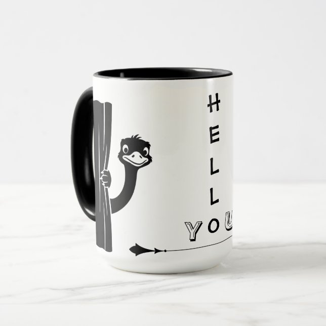 Peekaboo Ostrich Funny Mug (Front Left)