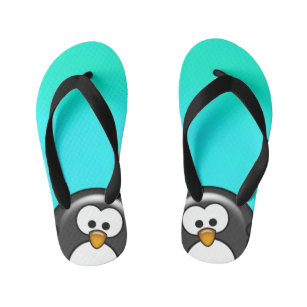 Peekaboo Penguin Aqua Kid's Thongs