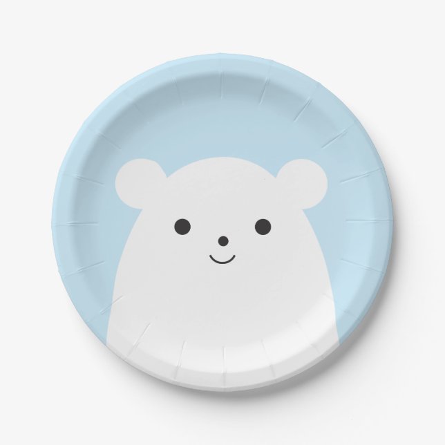 Peekaboo Polar Bear Paper Plate (Front)