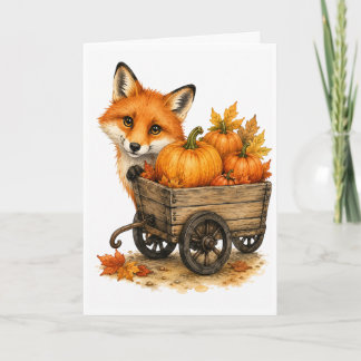 Peekaboo Pumpkin Patch Fox Autumn Watercolor Blank Card
