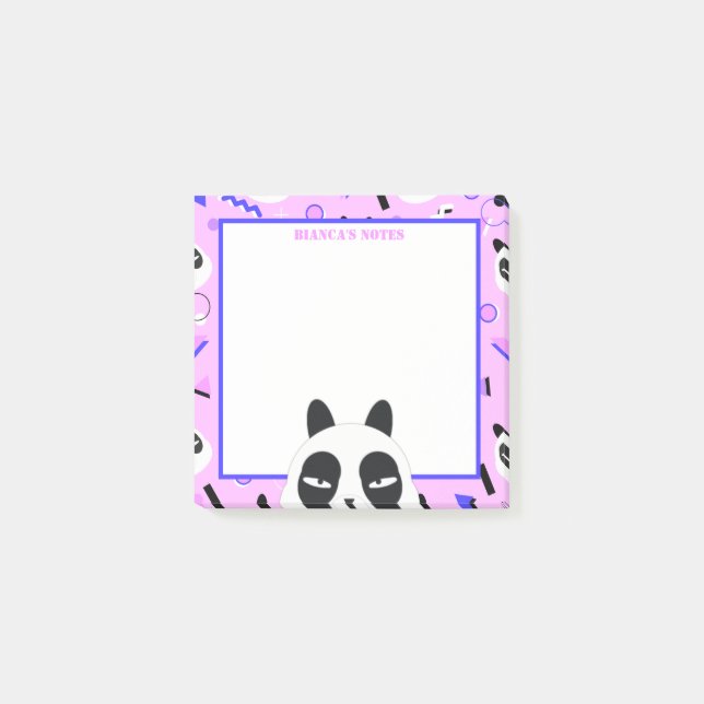 Peekaboo Purple Panda Bear Post-it Notes (Front)