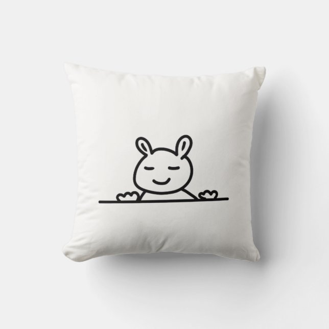 Peekaboo Rabbit Cartoon Sketch Classic Cushion (Front)