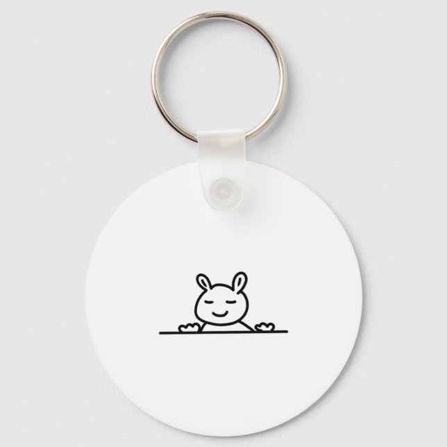 Peekaboo Rabbit Cartoon Sketch Classic Key Ring (Front)