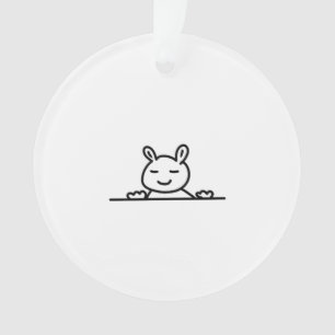 Peekaboo Rabbit Cartoon Sketch Classic Ornament