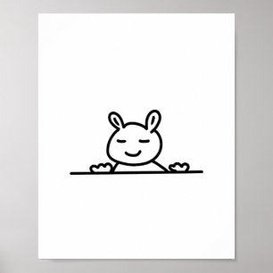Peekaboo Rabbit Cartoon Sketch Classic Poster
