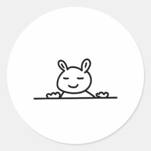 Peekaboo Rabbit Cartoon Sketch Classic Round Sticker