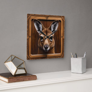 Peekaboo Says The Kangaroo, Square Wall Clock