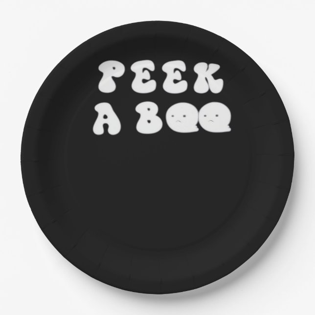 Peekaboo Spooky Slogan Paper Plate (Front)