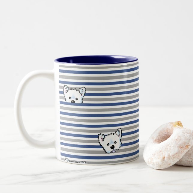 Peekaboo Westies Two-Tone Coffee Mug (With Donut)