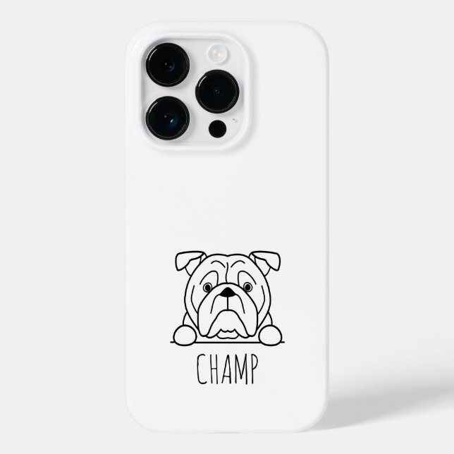 Peeking American Bulldog Custom Name Phone Case (Back)