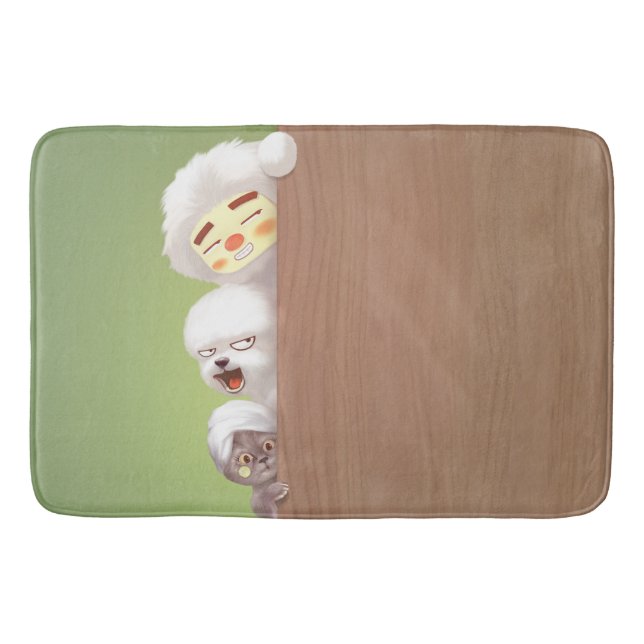 Peeking Animals Trio Bath Mat (Front)
