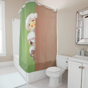 Peeking Animals Trio Shower Curtain