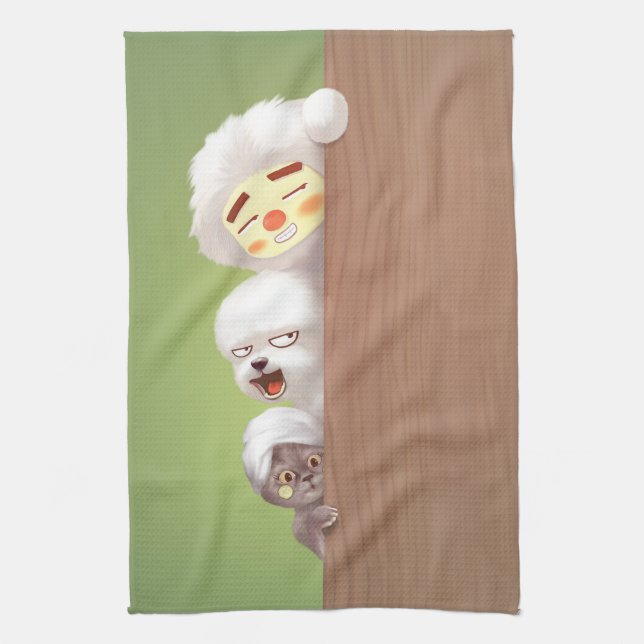 Peeking Animals Trio Tea Towel (Vertical)