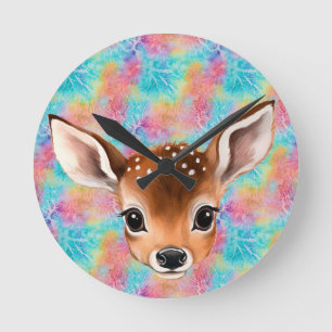 Peeking Baby Deer Water Bottle Round Clock