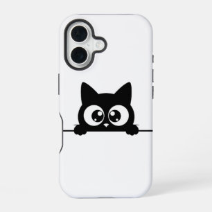 Peeking Black Cat iPhone 16 Case