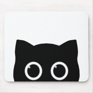 Peeking Black Cat Mouse Pad