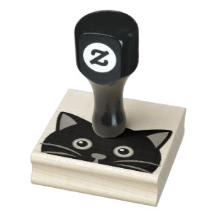 PEEKING BLACK CAT RUBBER STAMP