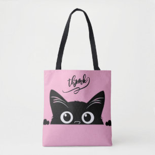 Peeking Black Cat Tote Bag