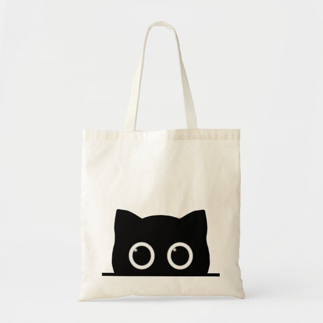Peeking Black Cat Tote Bag (Front)