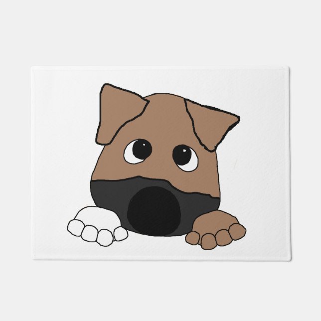 peeking black mouth cur doormat (Front)