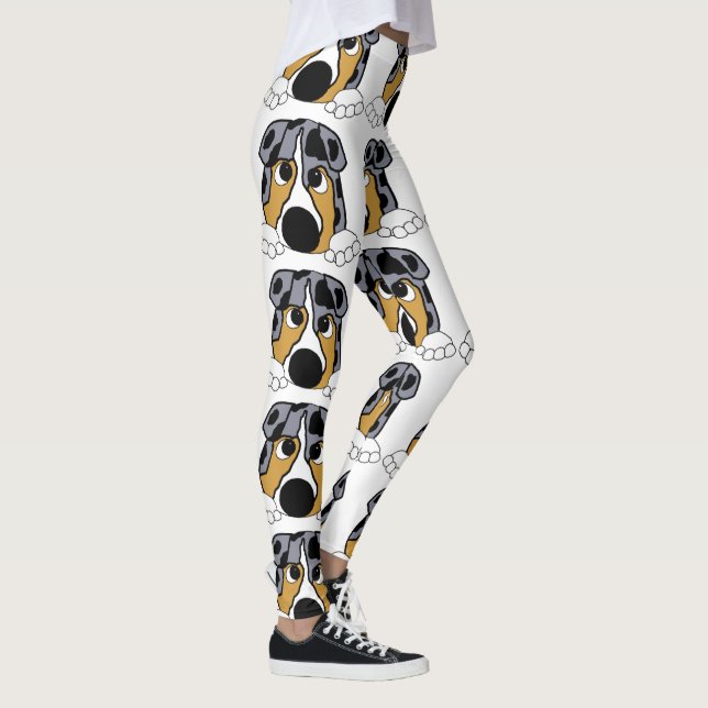 peeking blue merle aussie leggings (Right)
