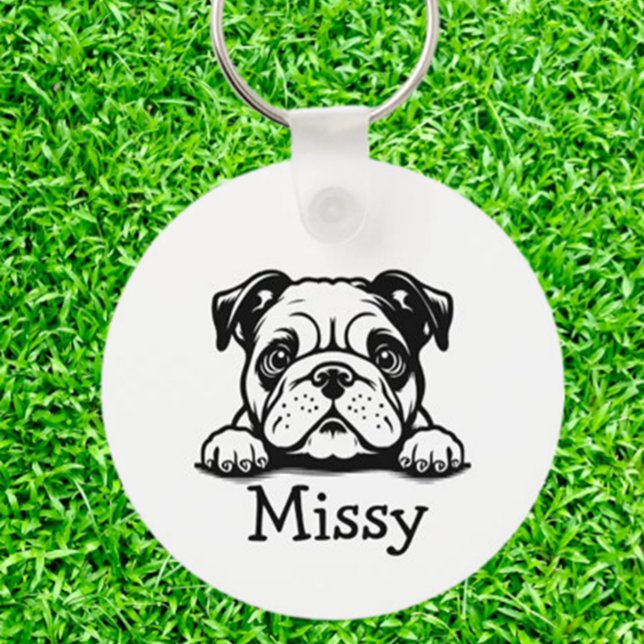 PEEKING Bulldog Puppy Personalised Key Ring (Carry your love for bulldogs everywhere with a personalized PEEKING Bulldog Puppy keychain)