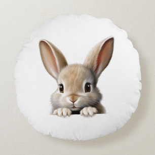 Peeking Bunny Rabbit Round Cushion