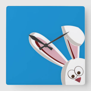 Peeking Bunny Square Wall Clock