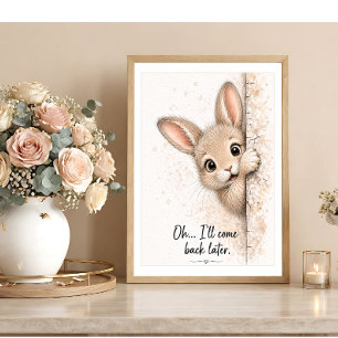 Peeking Bunny Wall Art Funny Bathroom Rabbit Print