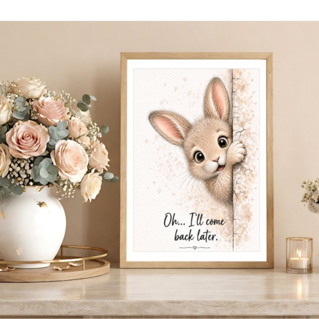 Peeking Bunny Wall Art Funny Bathroom Rabbit Print (Creator Uploaded)
