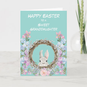 Peeking Bunny Wreath Granddaughter Easter Card