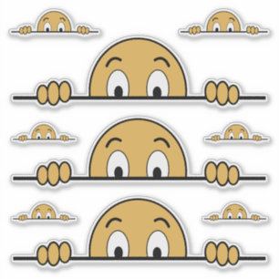 Peeking Cartoon Face Contour Cut