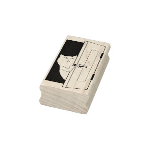 peeking cat art stamp