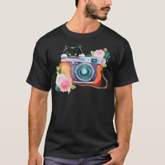 Peeking Cat Camera  T-Shirt