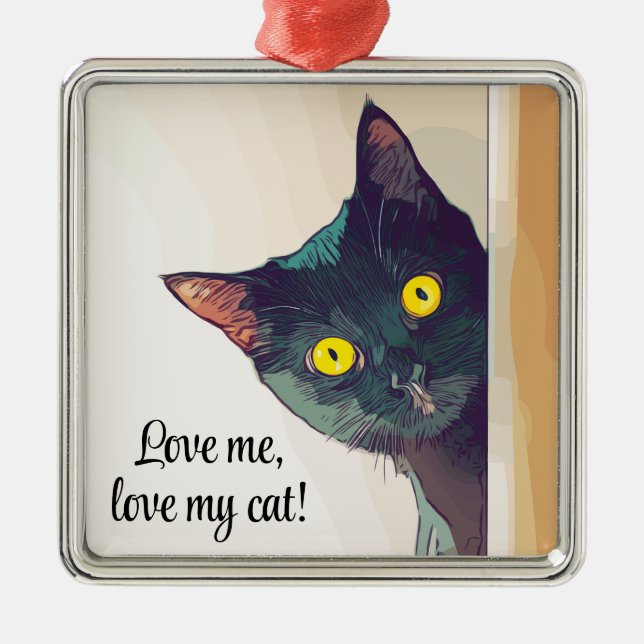 Peeking Cat Design Ornament (Front)