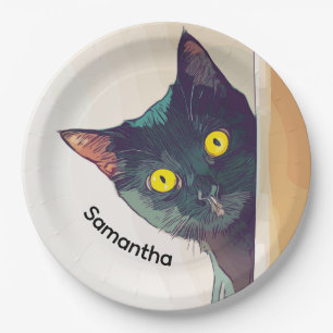 Peeking Cat Design Paper Plate