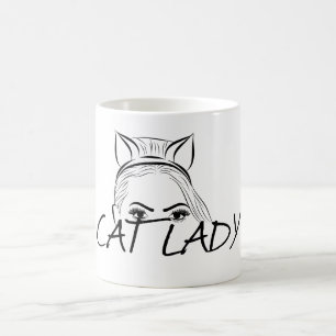 Peeking Cat Lady Coffee Mug