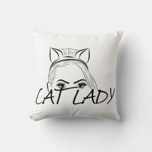 Peeking Cat Lady Cushion