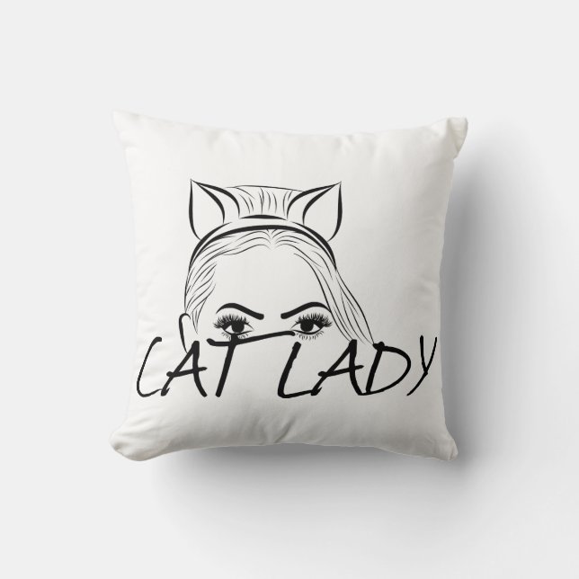 Peeking Cat Lady Cushion (Front)